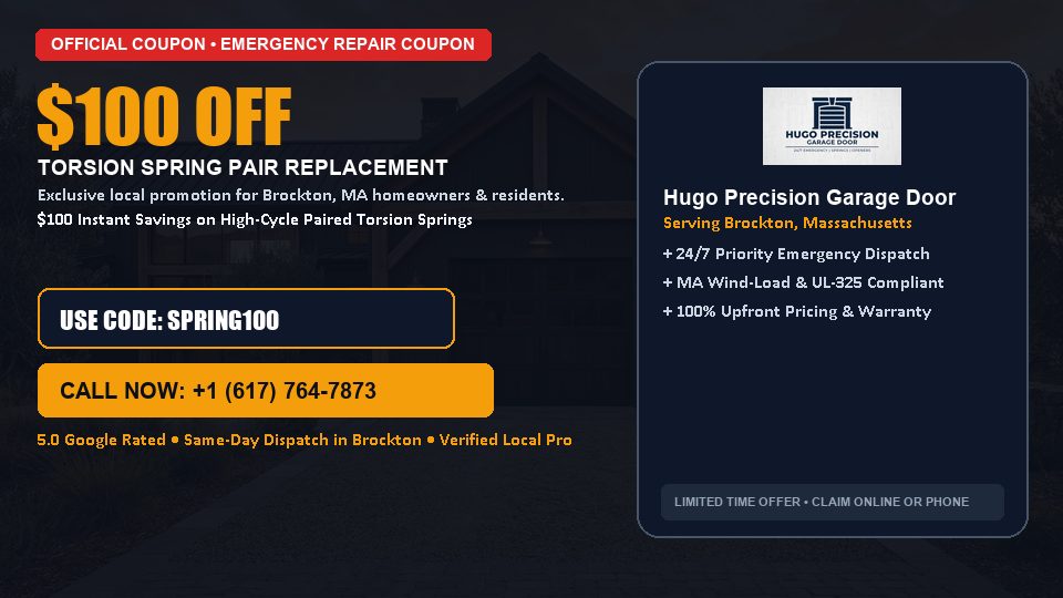 Hugo Precision Garage Door $100 OFF Dual Torsion Spring Replacement